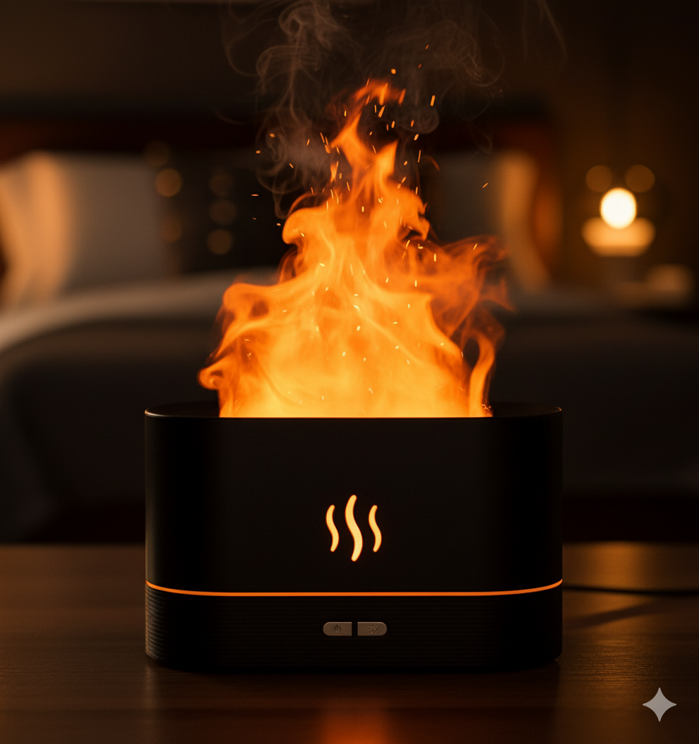 Flame Mist Aroma Diffuser – 3D Fire Effect Cool Mist Humidifier for Relaxing Sleep & Home Décor