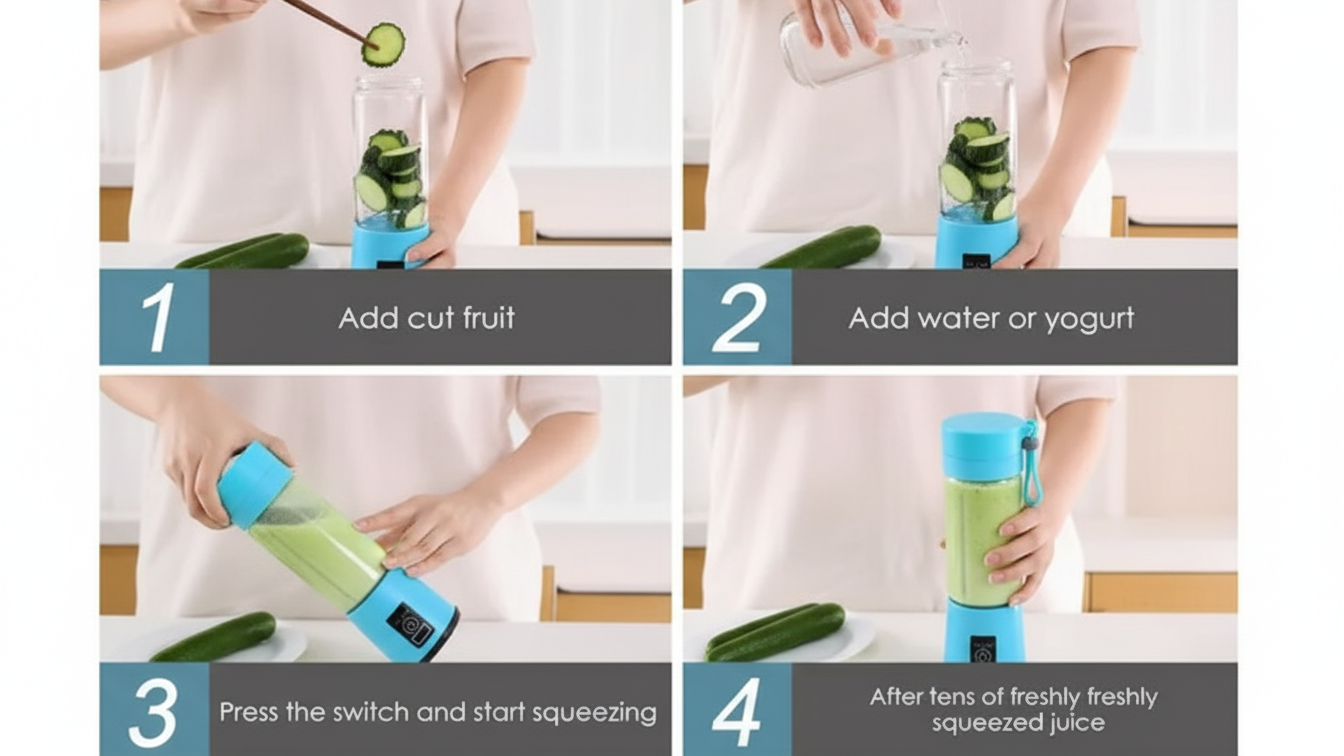 Portable USB Rechargeable Smoothie Blender – Mini Juicer for Travel & Gym