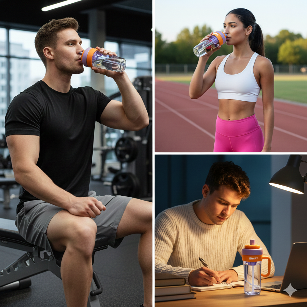 Premium BPA-Free Infuser Water Bottle 600ML with Straw & Handle