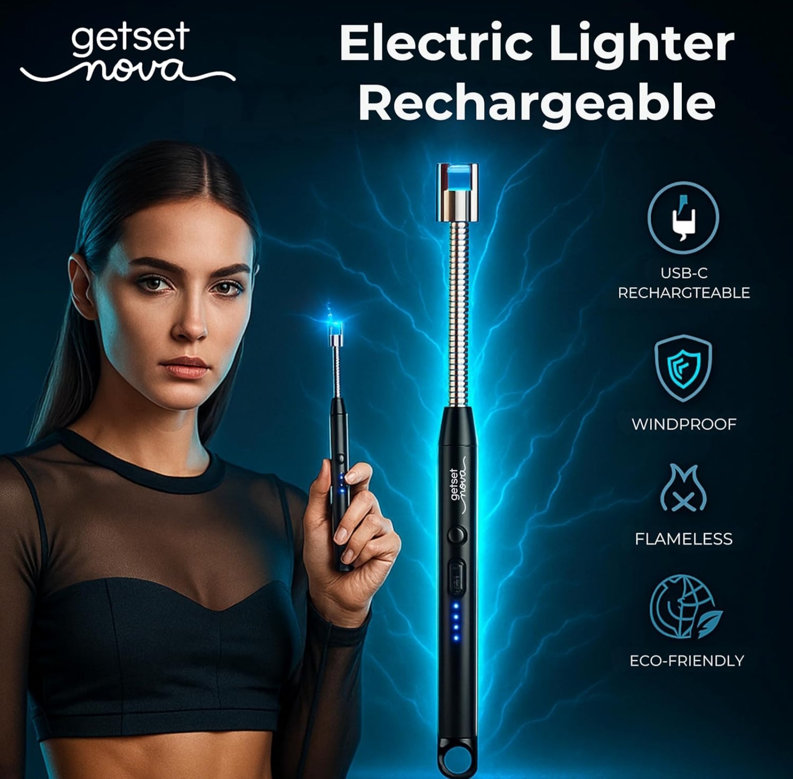 Rechargeable Electric Arc Lighter with 360° Flexible Neck